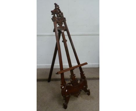 Classical style carved hardwood artists easel (missing ledge) H183cm