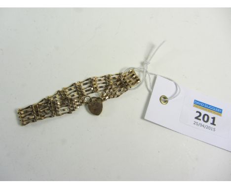 Gold five bar gate bracelet hallmarked 9ct approx 6.2gm