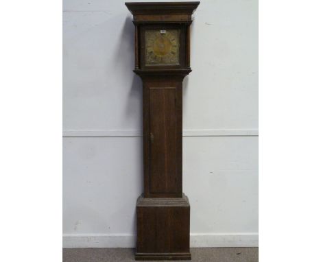 Early 19th century oak longcase clock, brass dial with 30 hour movement by Savage Salop (Shropshire), H197cm