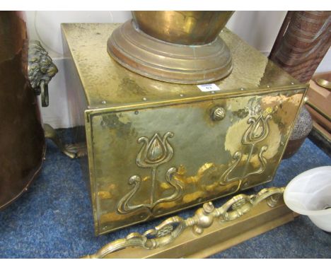 Brass Art Nouveau period log store L43cm 