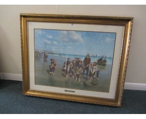 'Filey Beach' colour print after John Groves 55cm x 73cm
