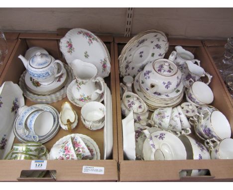 Hammersley 'Victorian Violets', Shelley 'Colombia', Royal Albert 'Moss Rose' and other decorative teaware in two boxes  Condi