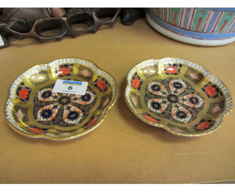 Pair Royal Crown Derby Imari 1128 pattern trinket dishes