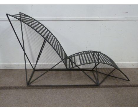 Wrought metal contemporary art garden sunlounger by Graham Godbold of Egton North Yorkshire, L165cm