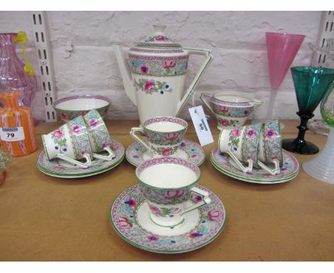 Art Deco period Royal Cauldon 'Famille Rose' pattern tea set - six place settings