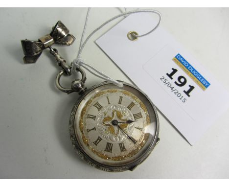 19th century Continental key wound enamel faced fob watch stamped 935 retailed by Thos Stockdale Middle Street Driffield with