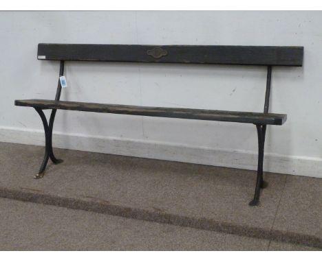 Victorian 'Railway' bench with plank seat and back, W164cm