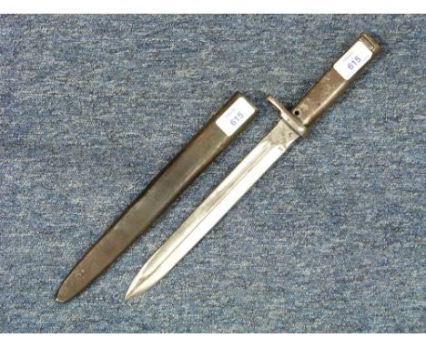 A W.W.1 German Ersatz Bayonet, with 9?in (24.5cm) blade and a steel scabbard.