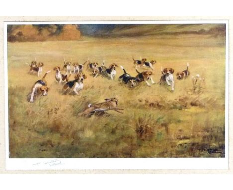 Thomas Ivester Lloyd (British, 1873-1942) Beagles print in colours, signed in margin by the artist 10in x 16in (25.5cm x 40.5