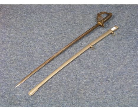 An Infantry Officer's Sword, the blade stamped 'Proof', with pierced and scrolled guard with bugle horn and string badge, wir