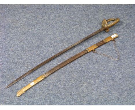 A Victorian Officer's Sword, by Wilkinson, blade etched with crowned "VR", armorial crest with motto "L'espoir.Est.Ma.Force",