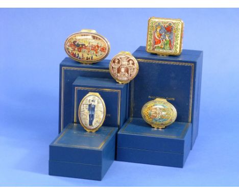 A Collection of Halcyon Days Enamel Boxes, of Royal interest, comprising "Investiture of Edward, First Prince of Wales", "450