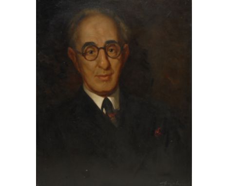 Harold Gresley (1892 - 1967)Portrait of Arthur Barlowsigned, oil on canvas, 60cm x 49cm; accompanied by an archive of ephemer