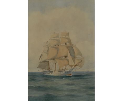 Lieutenant W.R. Kennedy RN (Marine Artist, exh. 1900)The Clipper at Full Sail monogrammed K, watercolour, 25cm x 17cm