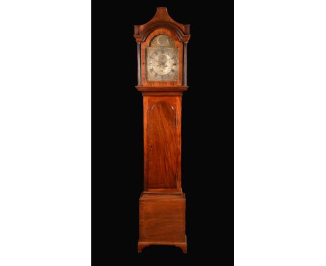 A George III mahogany longcase clock, 29.5cm arched brass and silvered dial inscribed Robert Frattle, Newport, Isle Of Wight,