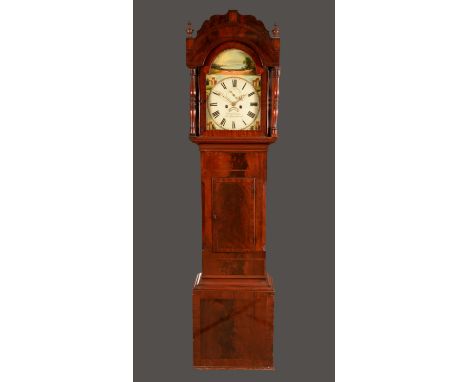 A Victorian Welsh mahogany longcase clock, 32cm arched painted dial inscribed Meredith, Merthyr Tydvil, Roman numerals, the a