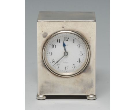 An early 20th century French silver miniature carriage clock, by L Leroy & Cie, Paris, 3.5cm circular enamel dial, Arabic num