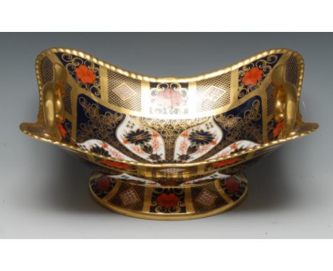 A Royal Crown Derby 1128 pattern two handled basket, of shaped rectangular form, 29cm wide, printed mark Condition Report: Fi