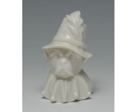 A Royal Worcester candle snuffer, in the white, Toby, 8cm high, printed crown and circle mark in green