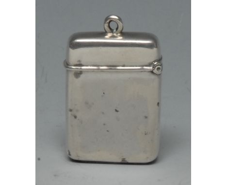 A Victorian silver and enamel rounded rectangular novelty vesta case, decorated in polychrome with a racehorse and jockey, hi