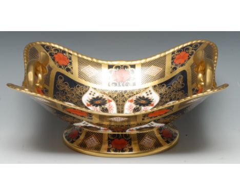 A Royal Crown Derby 1128 pattern two handled basket, of shaped rectangular form, 29cm wide, printed mark Condition Report: Fi