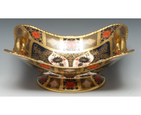 A Royal Crown Derby 1128 pattern two handled basket, of shaped rectangular form, 29cm wide, printed mark Condition Report: Fi