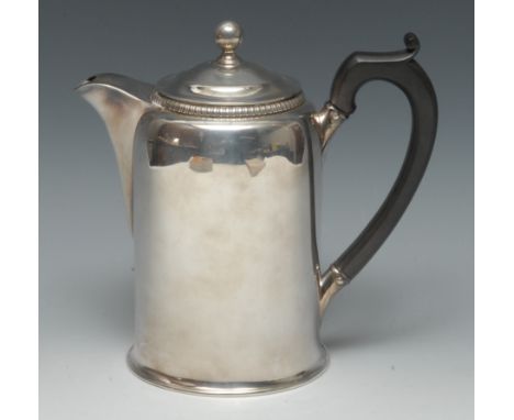Matthew Boulton - a George III silver cylindrical hot water pot, domed cover with ball finial, gadrooned rim, scroll-capped e