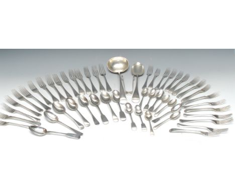 A George V silver Old English pattern soup ladle, 29cm long, James Dixon & Sons Ltd, Sheffield 1932; a basting spoon, conform