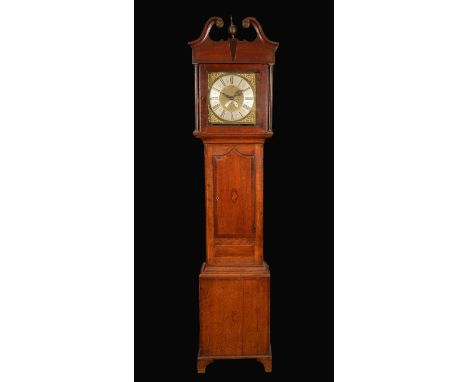 A George III oak and mahogany longcase clock, the 28cm brass dial with silvered chapter ring inscribed Ashton, Ashburn (sic) 