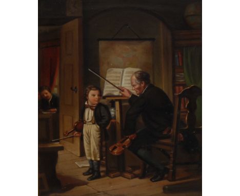 English School (19th century)Beethoven's First Lessonindistinctly attributed, titled and dated 1882 to verso, oil on millboar