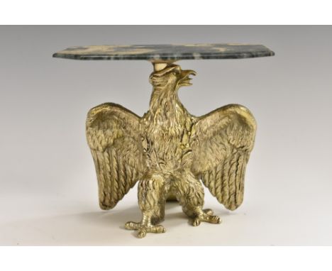 A Neo-Palladian miniature console table, canted rectangular moss agate top above a silvered eagle, 9.5cm high, 10.5cm wide