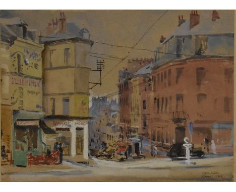 John Cosmo Clark RA (1897 - 1967)Rouensigned, dated 1954, watercolour and gouache, 28cm x 38cm, handwritten and autographed m