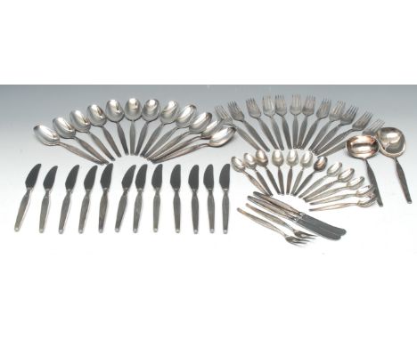 A vintage 1960s silver plated Savoy pattern cutlery set for twelve designed by Henning Seidelin for Frigast, issued 1960-69, 