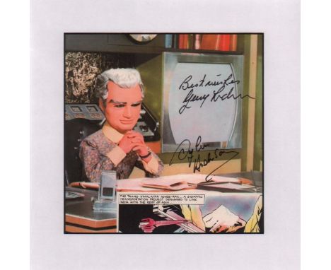 Gerry and Sylvia Anderson signed print. Excellent colour 8x8 inch print from Thunderbirds signed by creator Gerry Anderson an