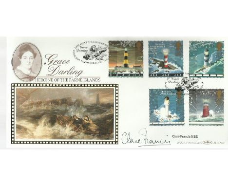 Clare Francis signed cover. 24th March 1998 Grace Darling, Heroine of the Farne Islands first day cover with the full set of 