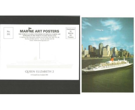Concorde and QE2 postcard trade lot. Sixteen postcards, all identical, of Queen Elizabeth 2 Cunard liner with Concorde flying