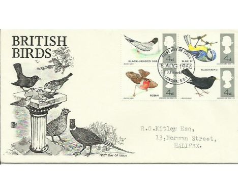 British Birds first day cover. 8th August 1966 British Birds first day cover with the four Birds stamps and London postmark. 