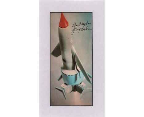 Gerry Anderson signed print. Excellent colour 5.5x12 inch print of Thunderbird 1 signed by Thunderbirds creator Gerry Anderso
