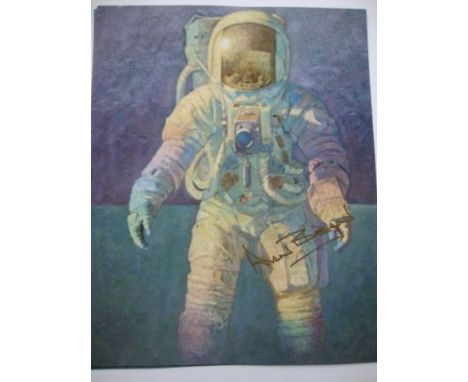 4th MAN ON THE MOON: 14x11 inch print entitled 'That's how it felt to walk on the Moon' signed by Alan Bean  Good condition. 