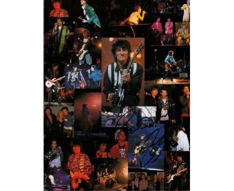 Ronnie Wood autographed pages from a Rolling Stones tour programme. Four page pull out, featuring many images of the legendar