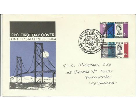 Forth Road Bridge first day cover. 4th Sept 1964 GPO Forth Road Bridge first day cover with the two stamps and special South 
