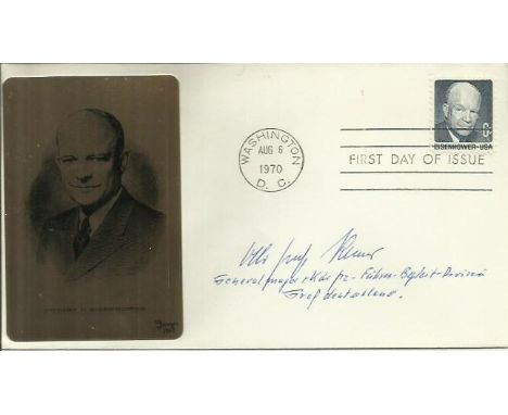 Otto-Ernst Remer signed cover. US first day cover with the rare signature of Otto-Ernst Remer, German Wermacht officer during