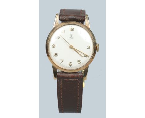 A gentleman's 9 carat gold presentation Tudor manual wristwatch with original clasp. With applied Arabic numeral markers and 