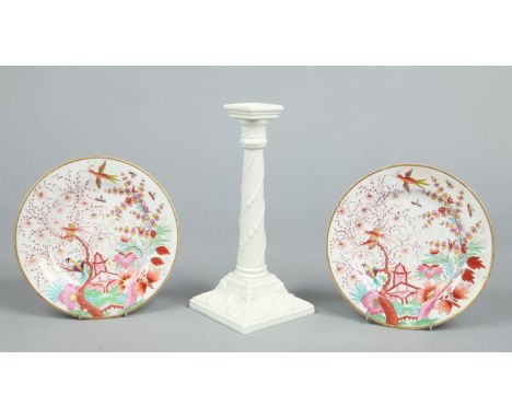 A pair of Worcester Barr, Flight and Barr dessert plates painted in coloured enamels with Oriental landscapes, printed and im