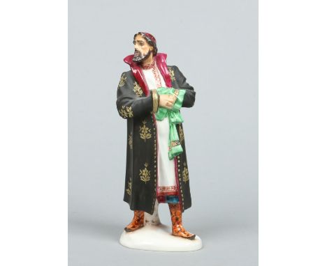 A Lomonosov Soviet porcelain theatrical figure. Formed as Feodor Chaliapin playing Tsar Boris Godunov, designed by Jakov A. T