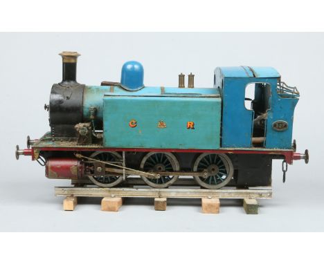 A 3.5" gauge live steam 0-6-0 tank engine. With blue Caledonian Railway livery. No paperwork, 55cm long.