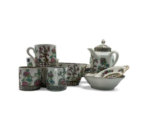 Coalport Indian Tree pattern  coffee service including side pouring coffee pot, five coffee cans and saucers etc approx 20 pi