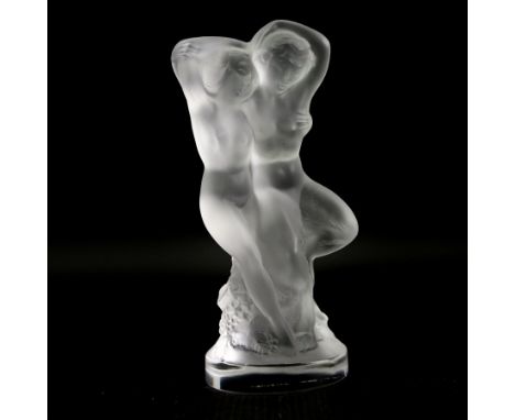 Lalique crystal group 'Le Faune' modelled as Pan and Diana embracing, signed Lalique, France, H14cm