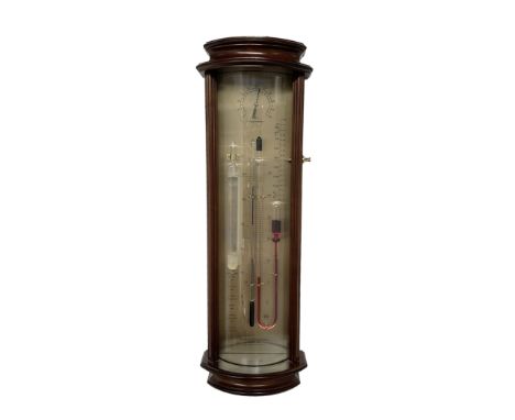 20th century Tendency Barometer -  to the design of Alexander Adie the 19th century inventor of the Sympiesometer, in a mahog