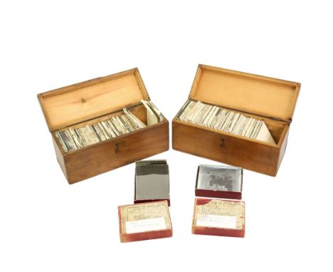 Early 20th century and later glass lantern slides, some local scenes including Pocklington Canal, various microscopes, insect